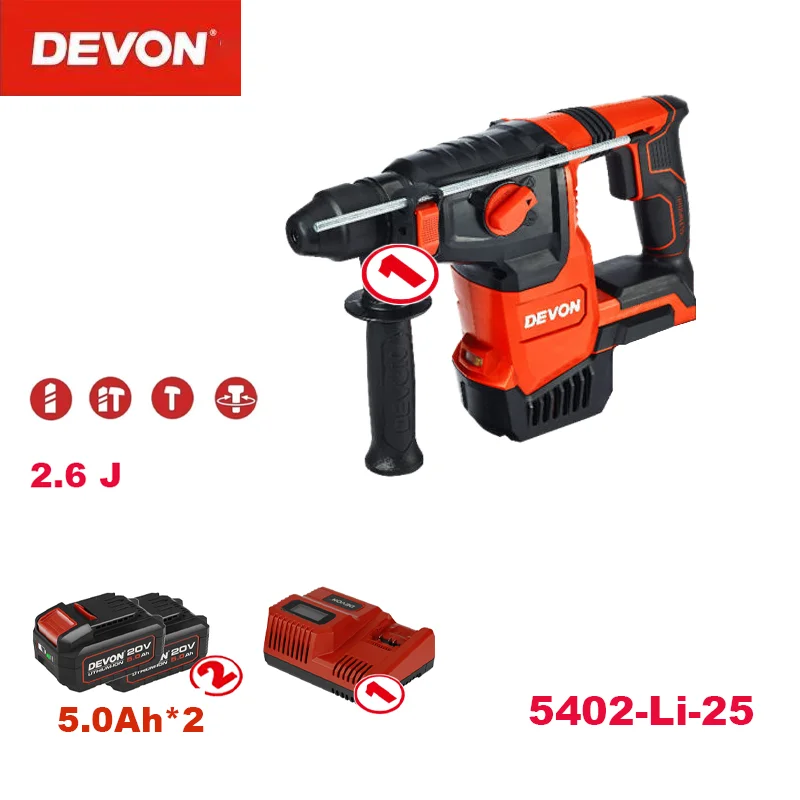 

Ударная дрель DEVONElectric Hammer 5402-Li, беспроводная электродрель с литиевым аккумулятором 20 в