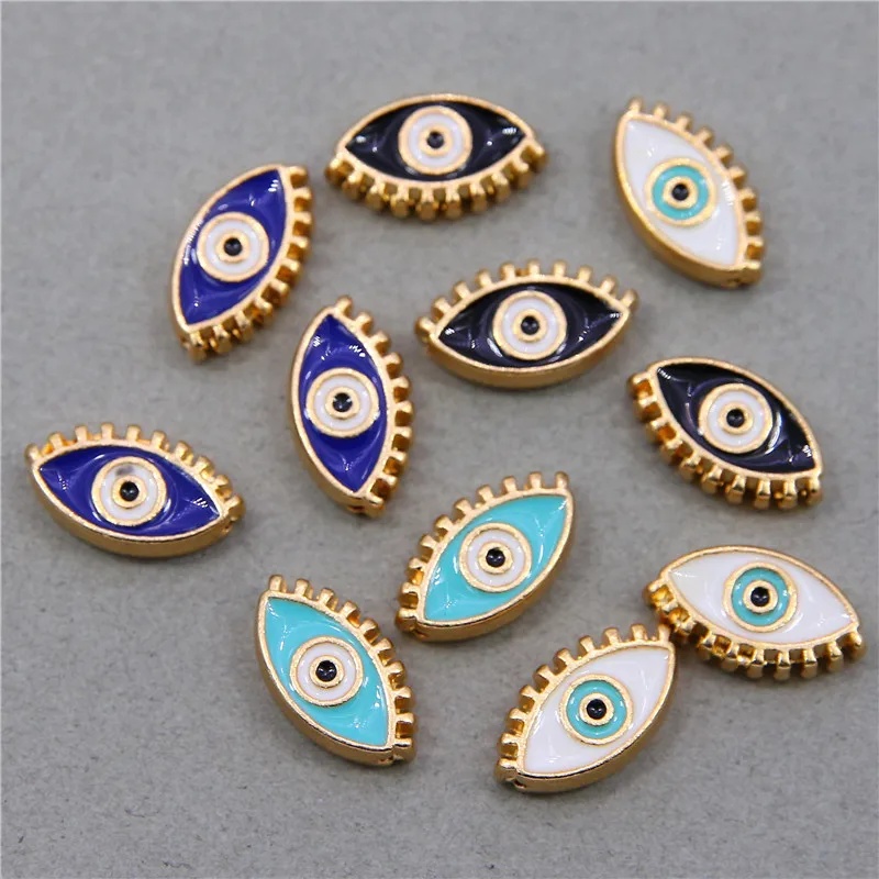 

6pcs Evil Blue Eye bead Charms for Jewelry Making Supplies Eye shaped Greek Eye Charms Diy Bracelet Necklace Beads Accessories