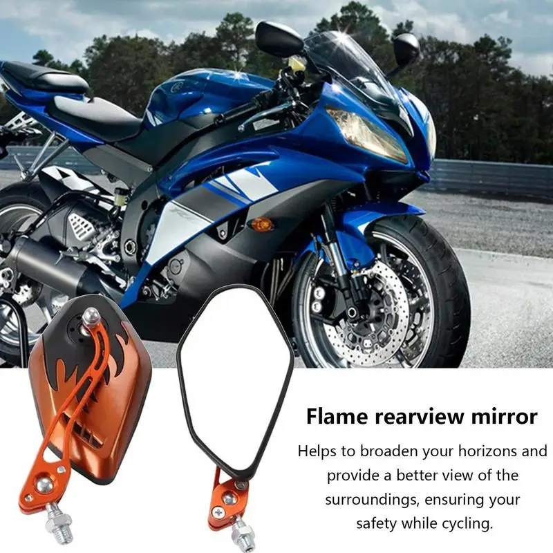 

Зеркало заднего вида для мотоцикла, универсальное зеркало с отражателем в виде пламени на руль мотоцикла, скутера из алюминиевого сплава
