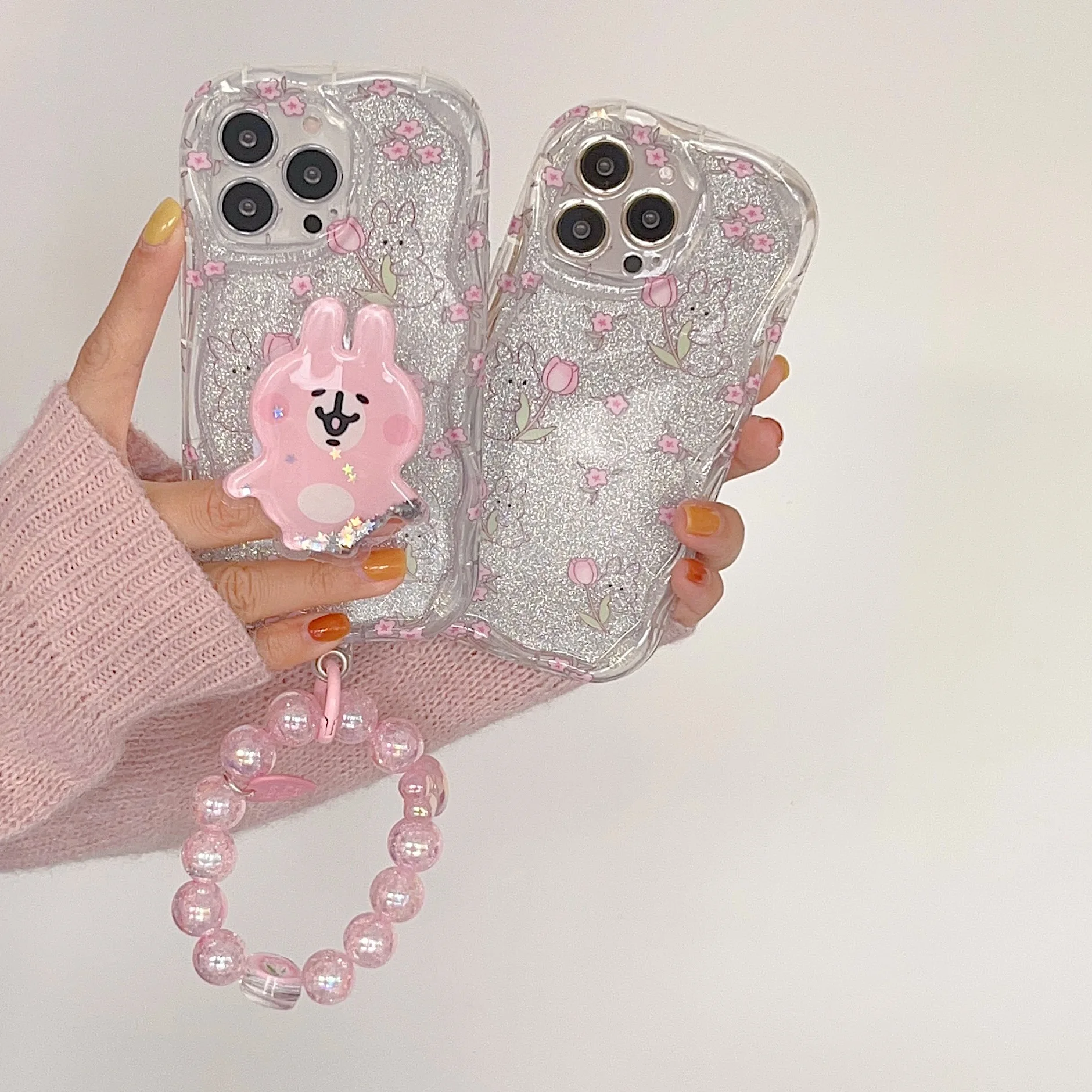 

Pink Rabbit for Iphone 14promax Phone Case New Iphone13 Transparent Shell Cartoon Cute Rabbit Senior Sense Simple