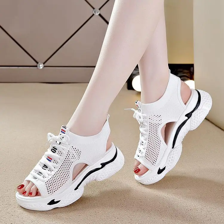 

2022 Summer New Korean Style Breathable Student Sports Women's Sandals All-Match Platform Muffin Open-Toed Roman Sandals Women's