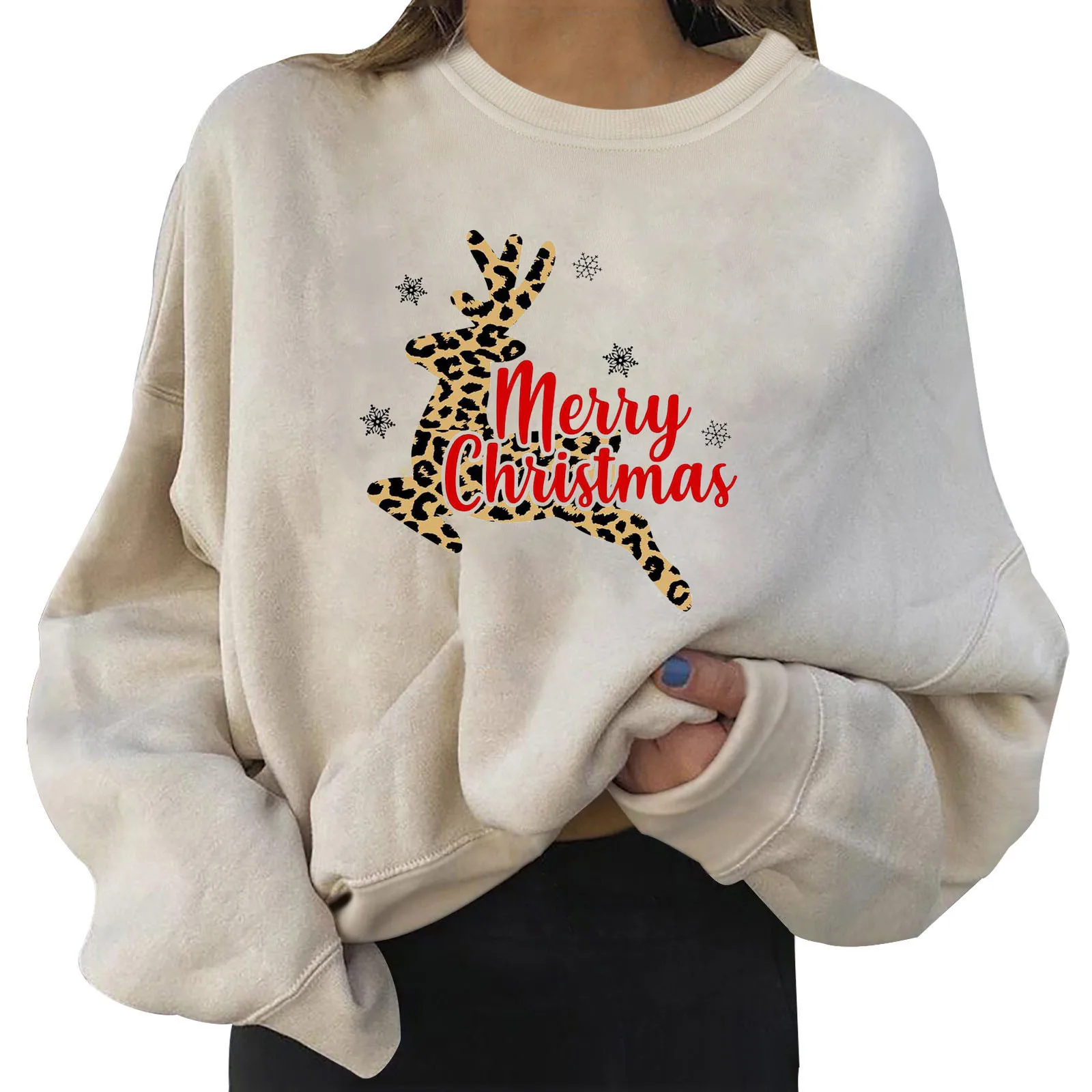 

Womens Sweater Casual Short Round Neck Long Sleeve Printed Shirt Pullover Top Womens Long Fleece Sweater Hoodie Casual T Shirt