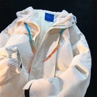 parka women corduroy hooded jacket cotton coat padded outwear warm zippers loose female fashion jacket