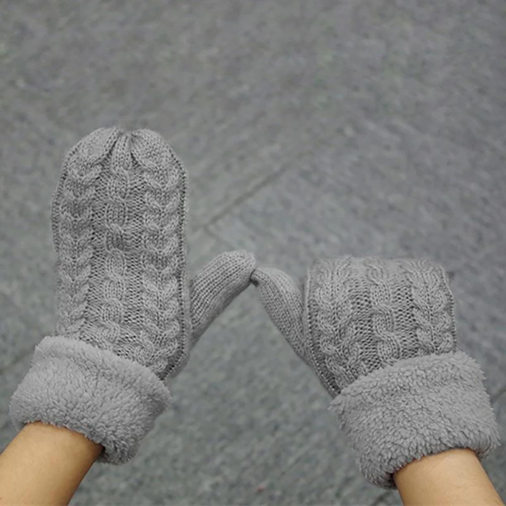 

Fashion Mittens Women Warm Winter knitted Cashmere Twisted warm gloves