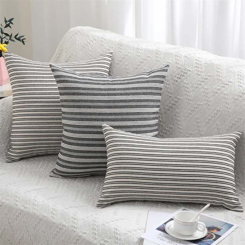 

Homaxy Striped Pillow Case For Sofa Bed Simple Cushion Cover Aesthetic Pillowcase Fashion Cotton Linen Decorative Dakimakura