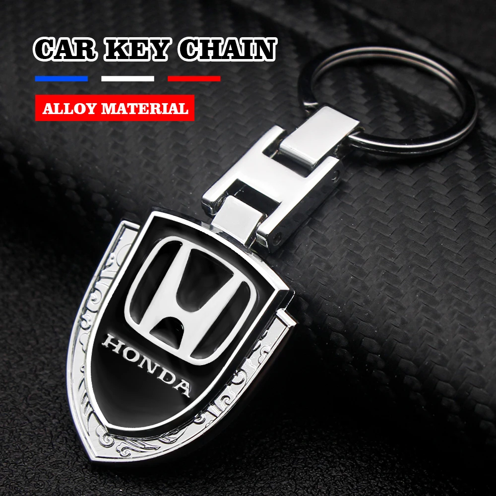 

High Quality Metal Shield Engraved Car Logo Key Ring For Honda Civic 8th Gen Odyssey Jazz Freed Car Styling Accessories