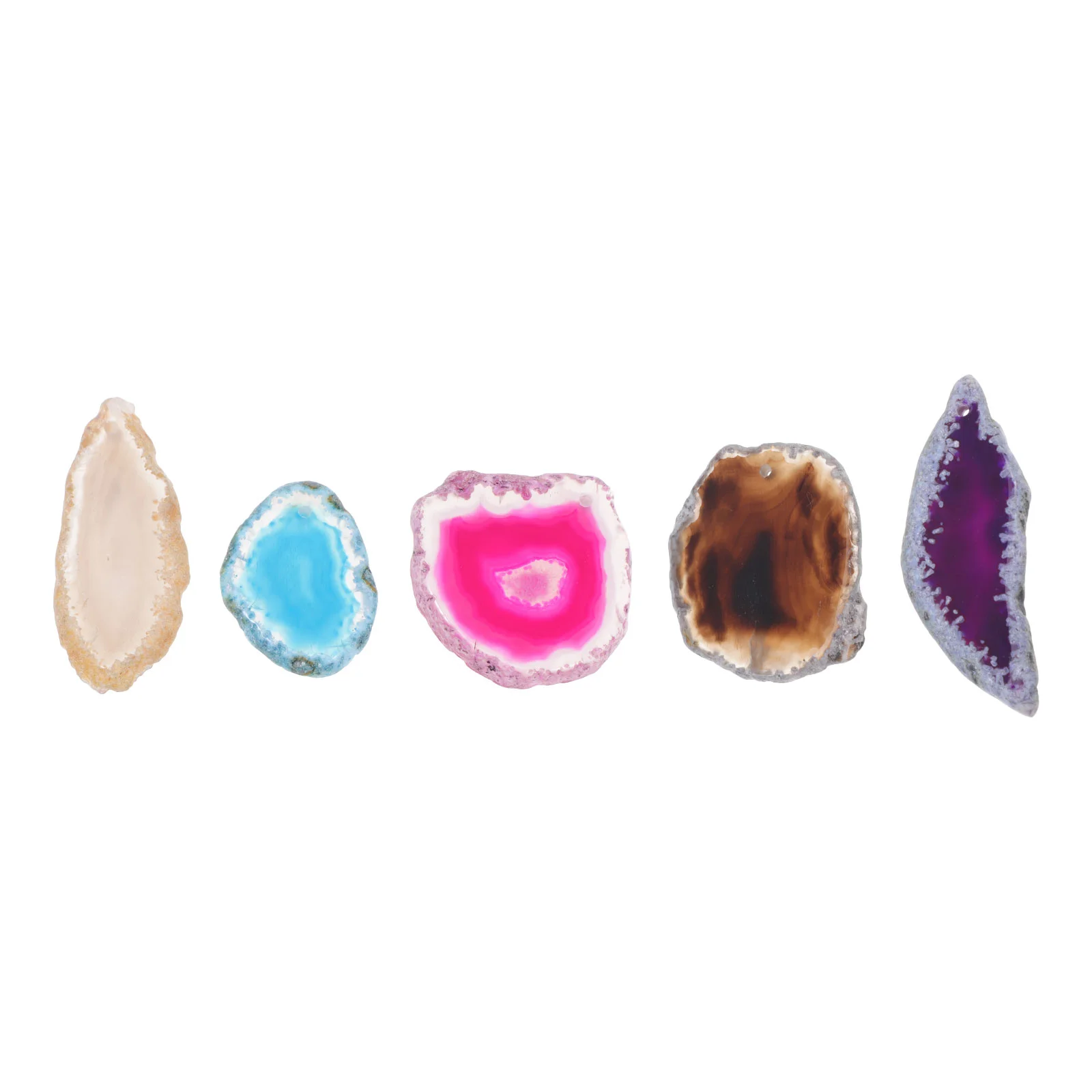 

Agate Natural Slab Pendants Slices Necklace Geode Polished Pendant Making Drilled Stones Jewelry Slice Charms Charm
