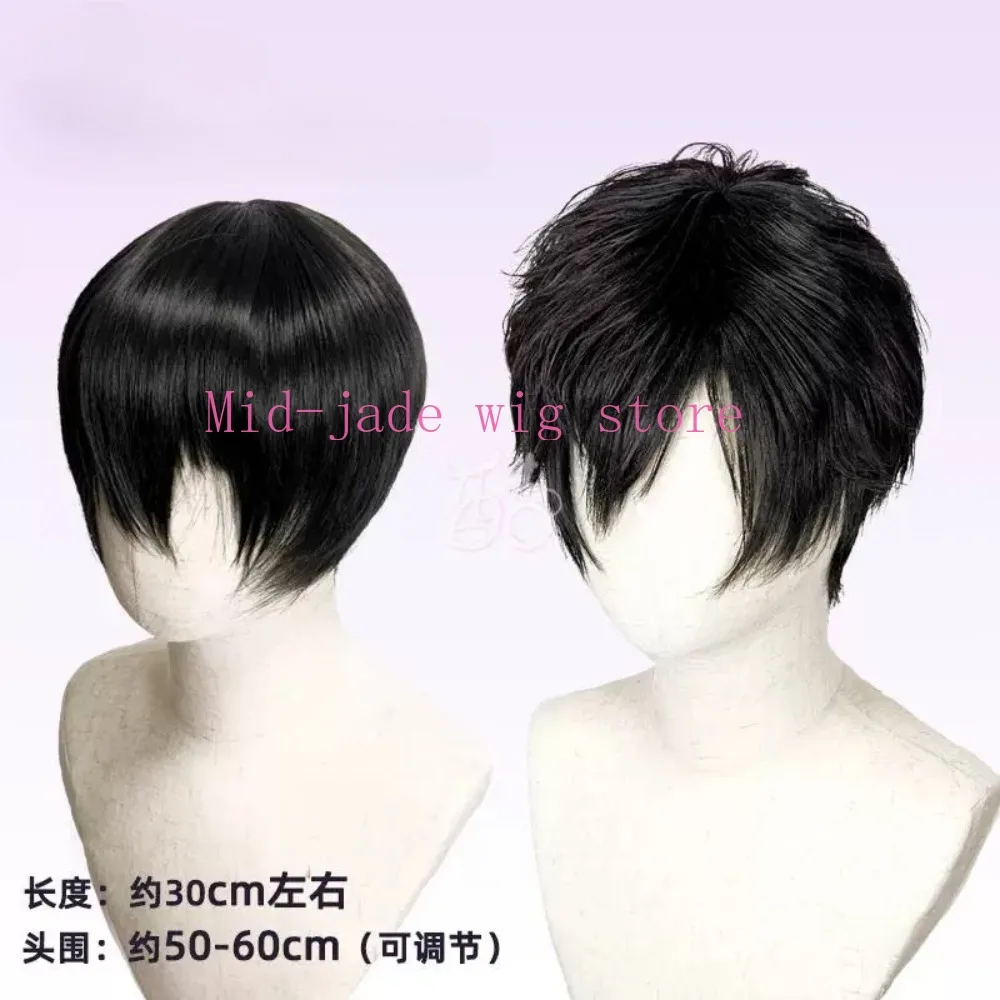 Фото Парик для косплея Чжан Цилин и У Се, короткий, с боковым пробором, для аниме-персонажей, для повседневных ролевых игр и конвенций №1