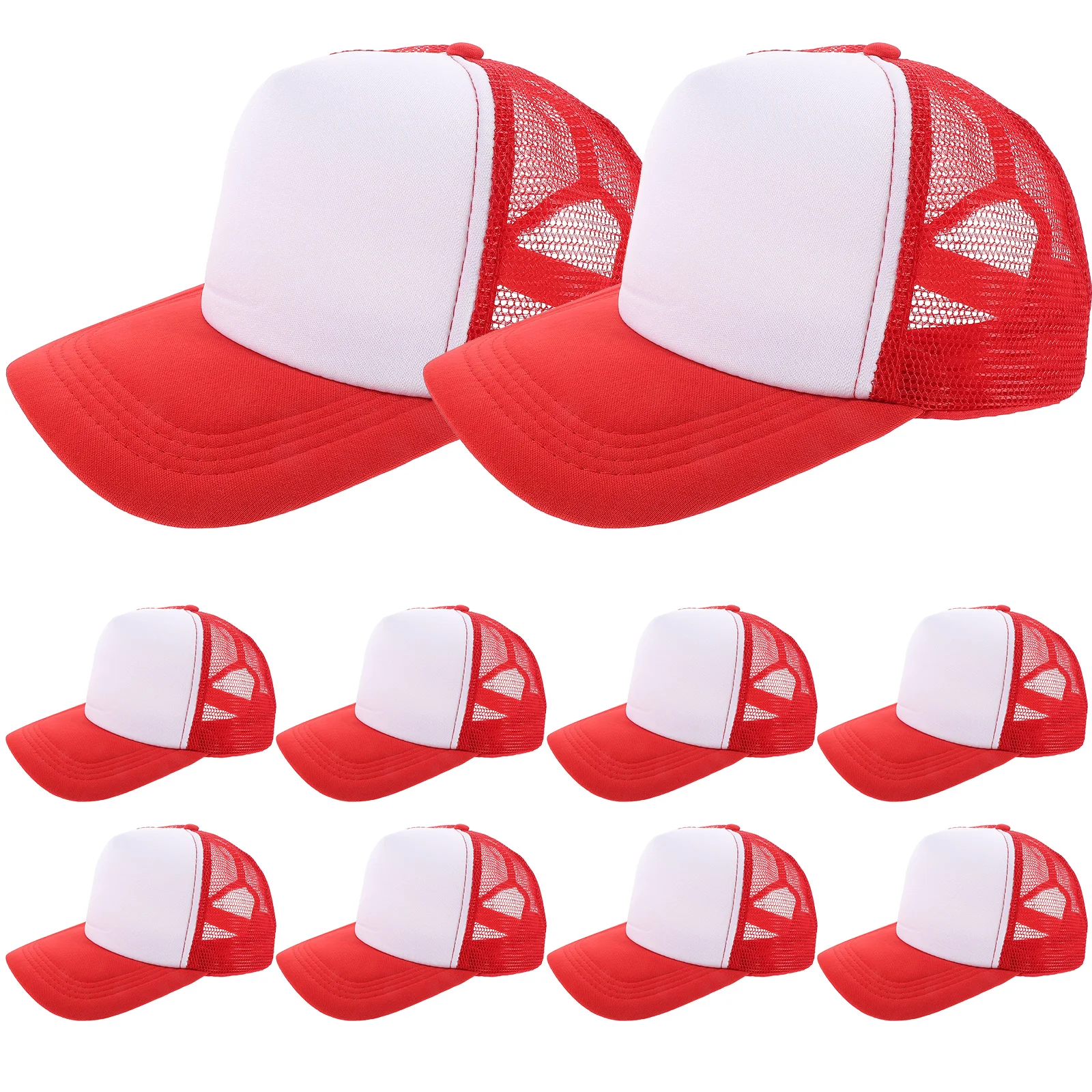

10 Pcs Sublimated Baseball Cap Blank Mesh Hat Heat Transfer Hats DIY Caps Summer Print