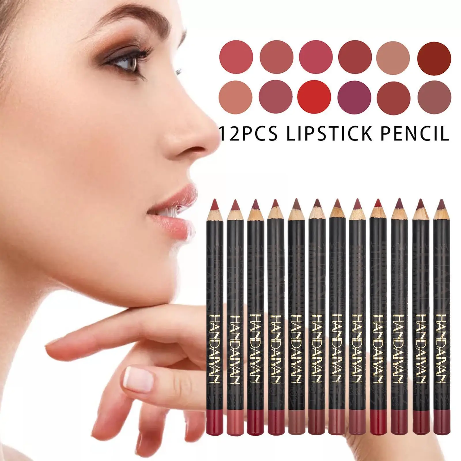 

12Pcs/Set Waterproof Pencil Lipstick Set Pen Matte Contour Lasting Tool Liner Soft Pencil Makeup Lipstick Lip Liner Long Li L2H1