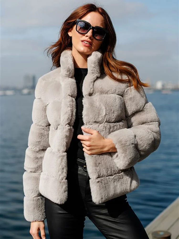 Winter New Women Faux Fur Jacket Coat 2022 Female Fashion Elegant Fluffy Thick Warm Artificial Fox Fur Jacket