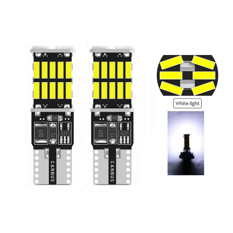 2 шт., высокая мощность 4014 26SMD, автомобильная светодиодная лампа T10 W5W, лампа canbus без ошибок, внутренние купольные огни, автоматическая ширина, лампа для чтения, белый, красный, янтарный, 12 В