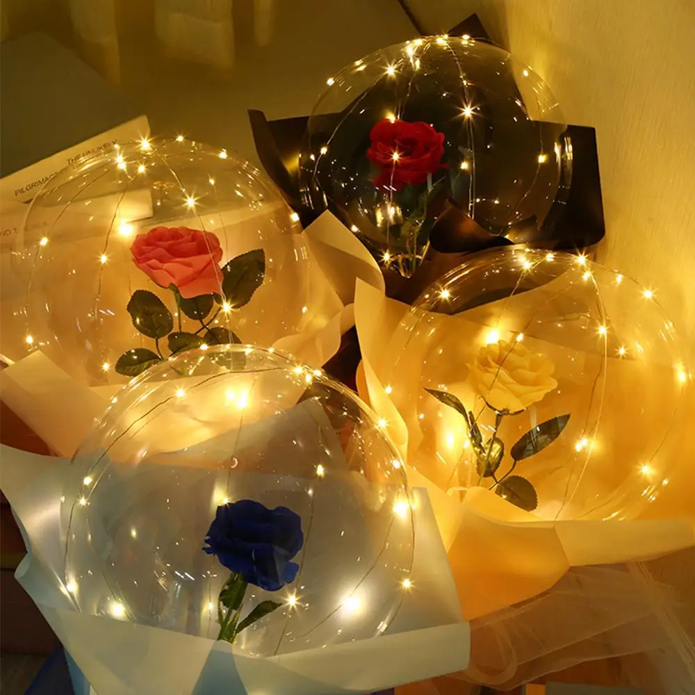 

Креативный светодиодный дневной букет розы, прозрачный шар Bobo, роза, подарок на день Святого Валентина, День рождения, вечеринку, свадьбу, ли...