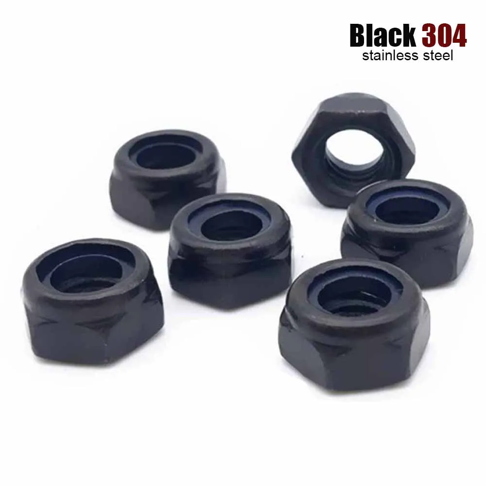 

1/25 шт. DIN985 M2 M2 M2 M2 M2 2, 5 _ M14 M16 черная 304 Шестигранная самоблокирующаяся нейлоновая вставка фиксирующая гайка из нержавеющей стали