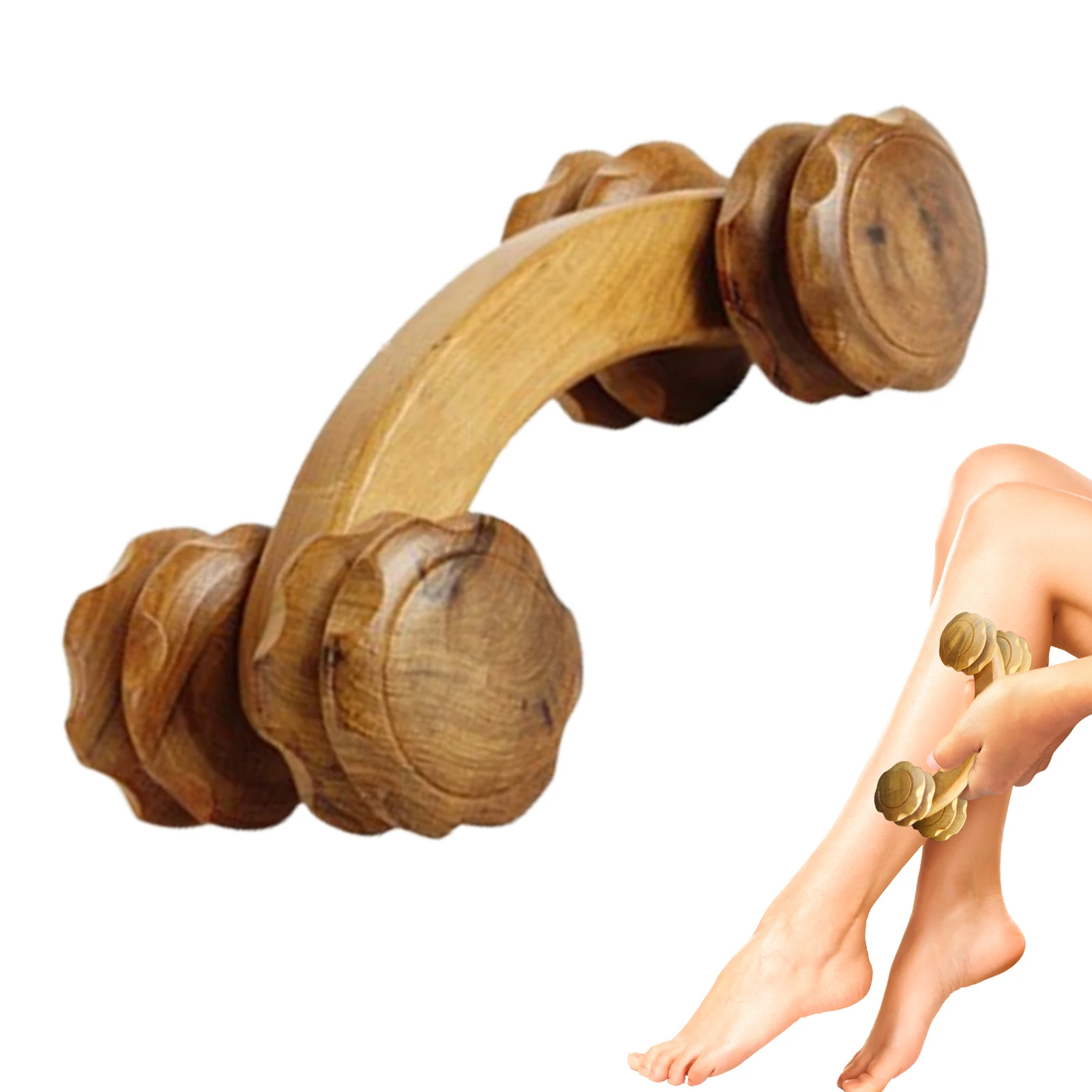 

Деревянный рефлексотерапевтический аппарат для ног, акупунктура с 4 колесами, массажные роликовые терапевтические меридианы, Лимфатически...