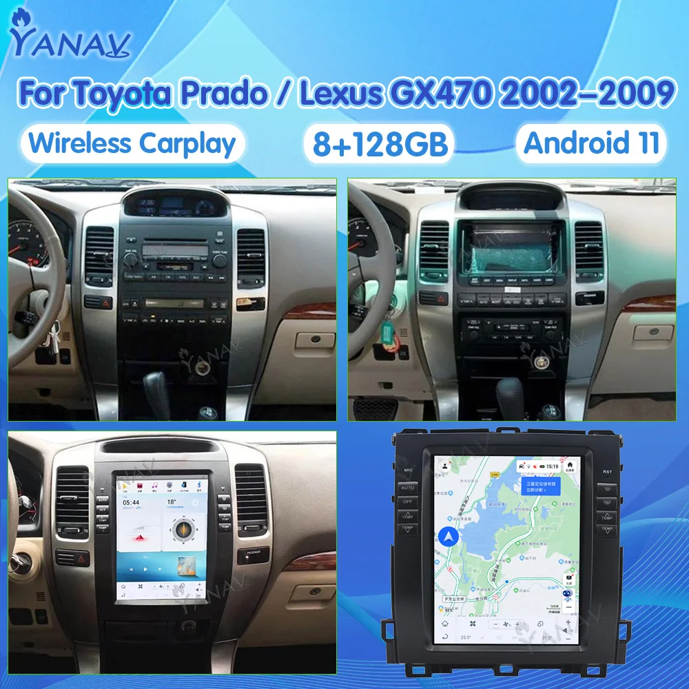 

Для Toyota Land Cruiser Prado 120 для Lexus GX470 2002-2009, автомобильное радио, GPS-навигация, Carplay, стерео, мультимедийный видеоплеер DSP