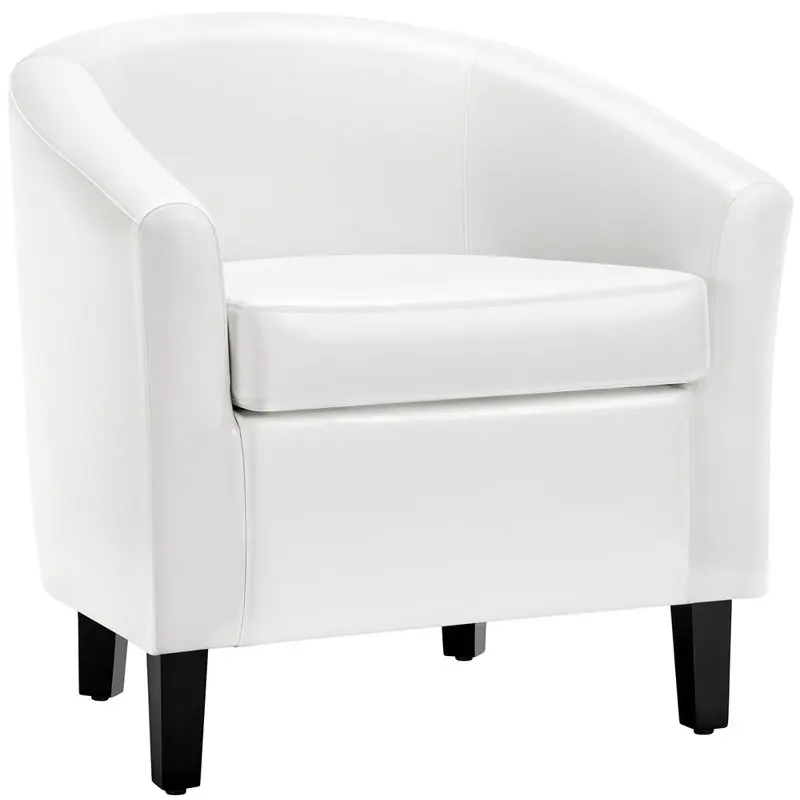 

Leather Upholstered Barrel Arm Tub Chair, White