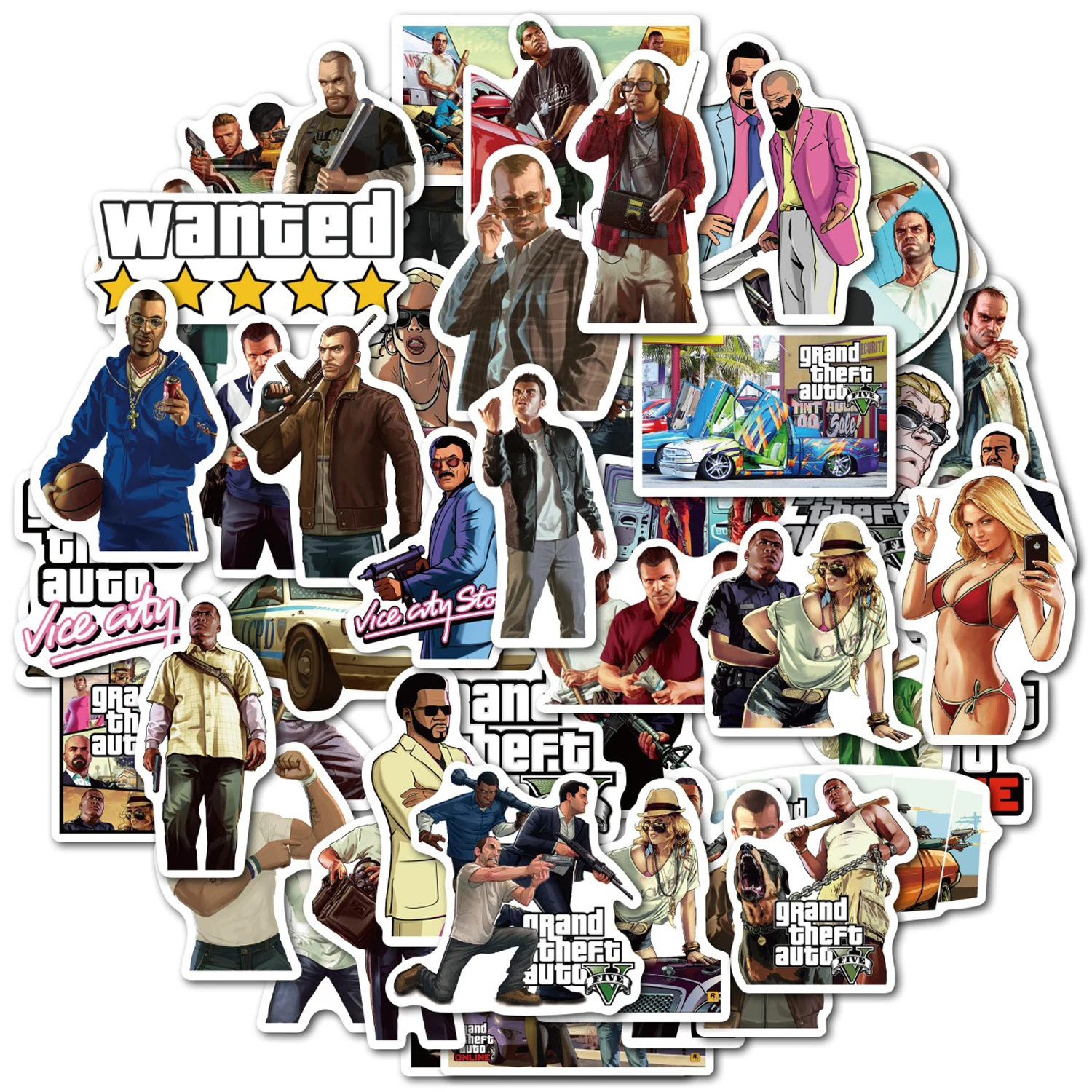 

10/50Pcs Game GTA Stickers Grand Theft Auto Waterproof Decal Suitcase Laptop Luggage Skateboard Phone Notebook Sticker Kids Toy