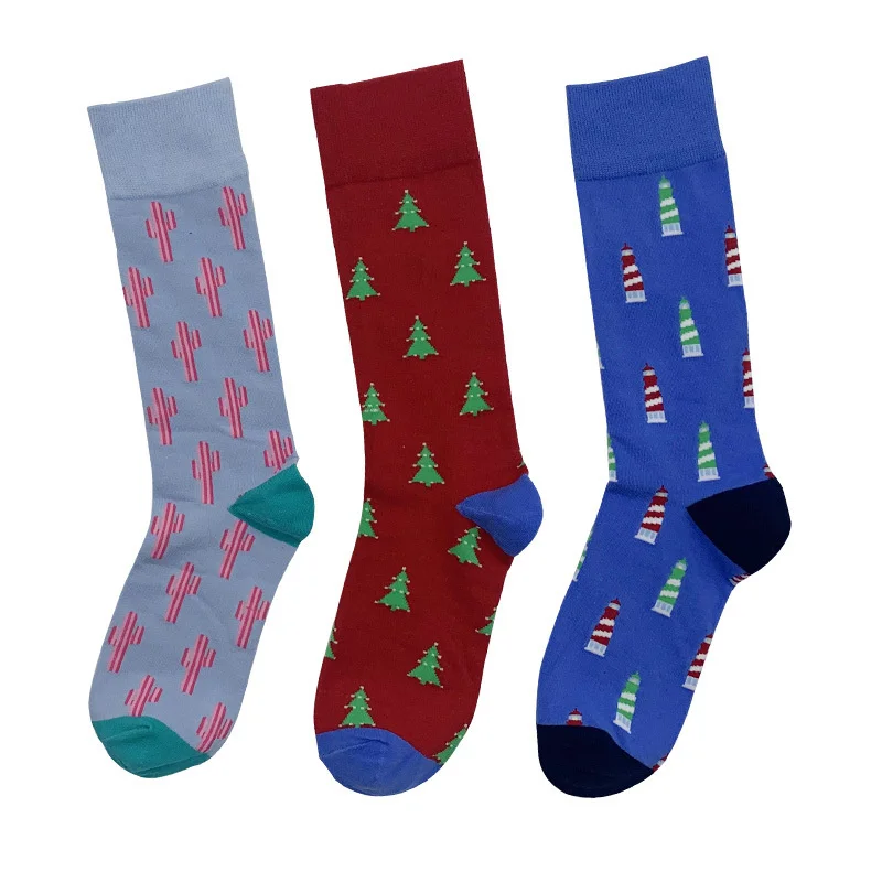 

Peonfly Men's Funny Cotton Harajuku Creative Tree Pattern Fashion Colorful Socks Dress Wedding Novelty Sokken Clacetines Hombre