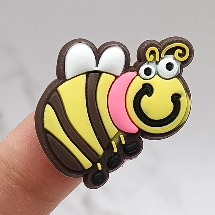 Dropshipping Bee Cherry PVC Shoe Buckle Accessories Funny DIY Shoes Decoration Fit Pins Jibz For Crocs Charms Kids Party Gift