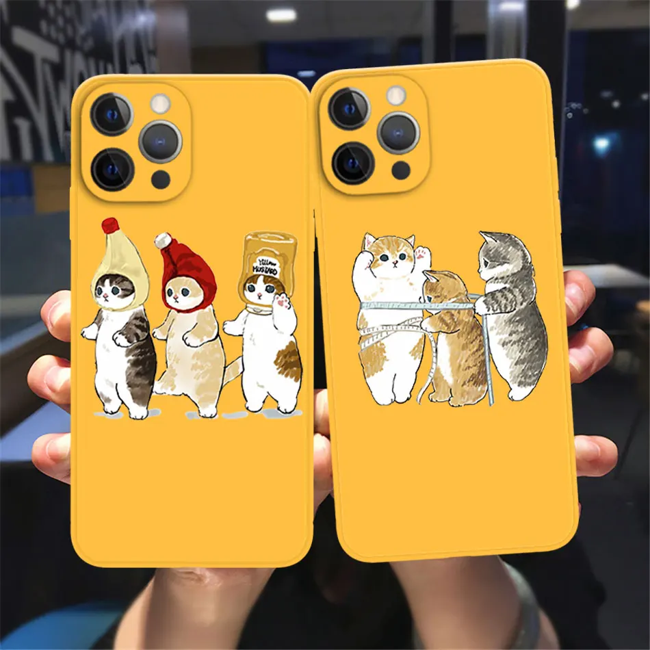

Funny Cartoon Cat Phone Case for iPhone 11 12 Pro Max 13 XR XS X 8 7 SE 2020 Plus 13 mini Cute Animal Pattern Soft TPU Case