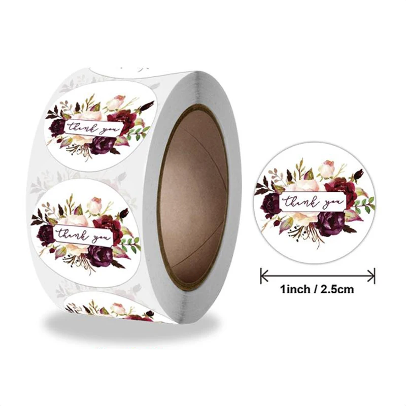

500PCS Kawaii Flowers Collection Thank You Stickers Labels Paper Sticky Decorative Scrapbook Sealing Stationery Supplies