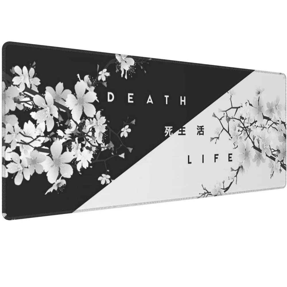 

Black and White Cherry Blossom Gaming Mouse Pad,Large Mouse Mat Desk Pad, Stitched Edges Mousepad, 31.5 x 11.8 Inch