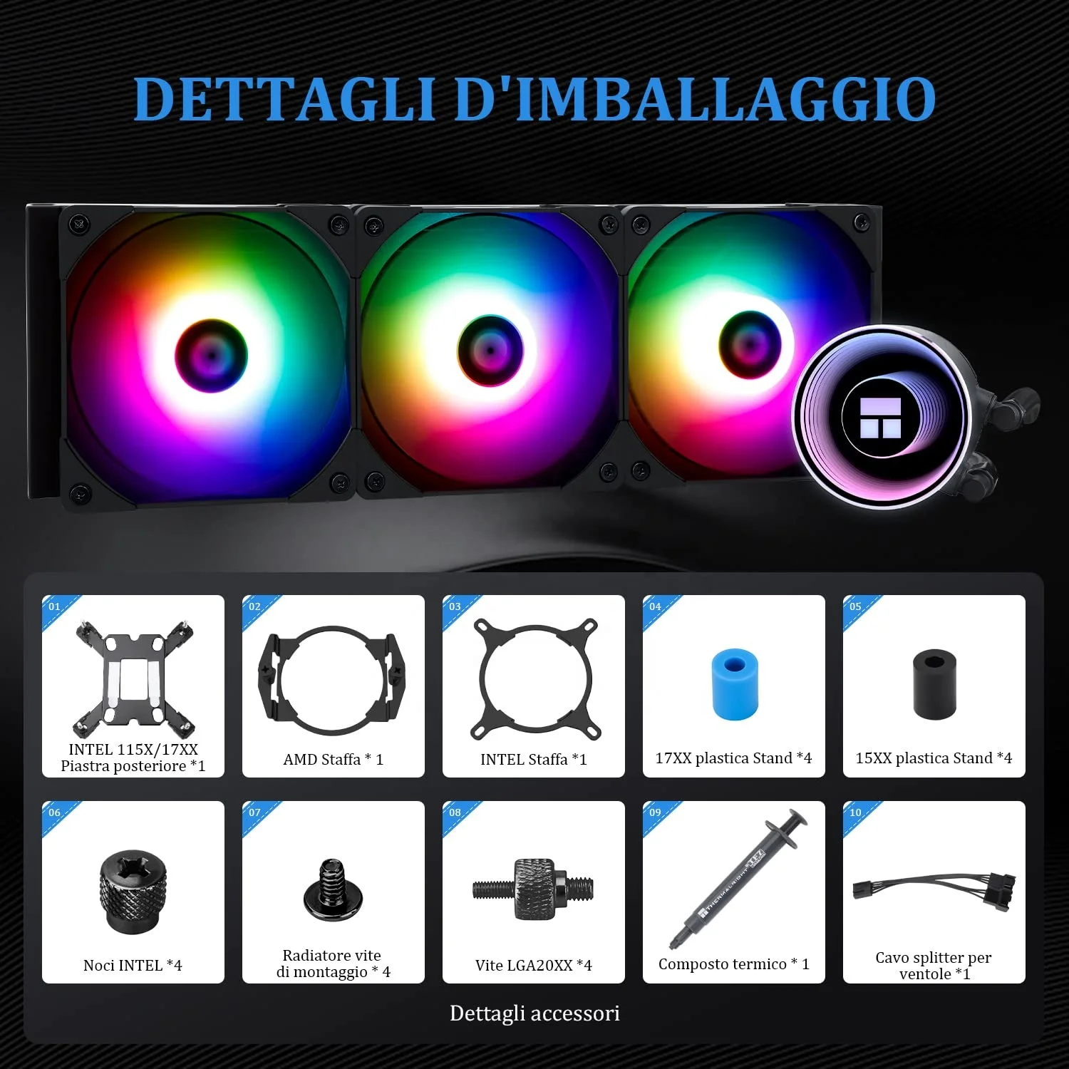 Thermalright Frozen Notte 360 Черный ARGB-охлаждающий процессор с водяным охлаждением