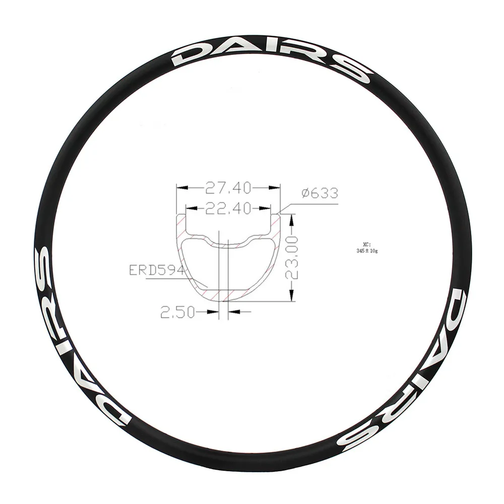 Graphene 29er carbon mtb rims disc tubeless hookless 27.4x24mm Asymmetry carbon rim mtb disc bicycle rims XC 345gg