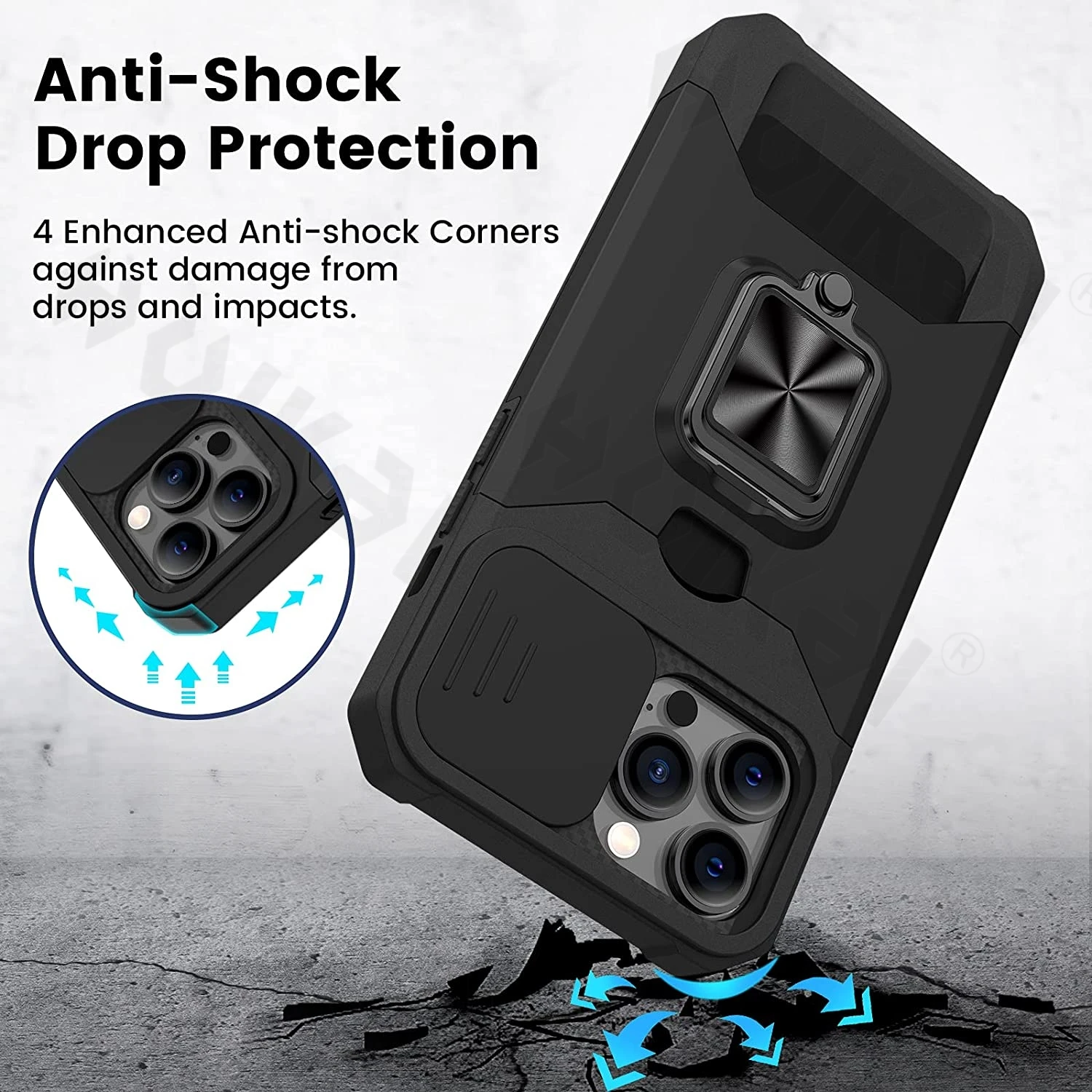 Sliding Camera Cover Card Holder Slot Case For iPhone 13 14 12 Pro Max 11 X XS  Shockproof Heavy Duty Case Military Grade Cover