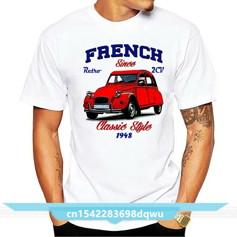 Vintage French Car 2Cv - New Cotton T-Shirt cotton tshirt men summer fashion t-shirt euro size