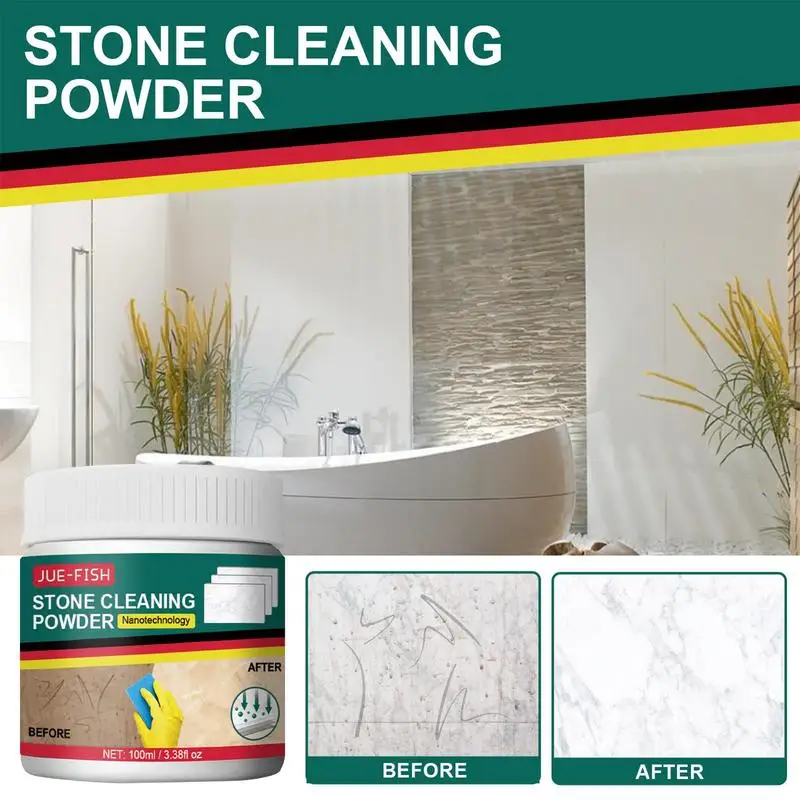 

100ml Stone Cleaning Powder Marble Stain Remover For Kitchen Countertop Bathroom Deep Tile Floor Cleaner Slate Soapstones Care