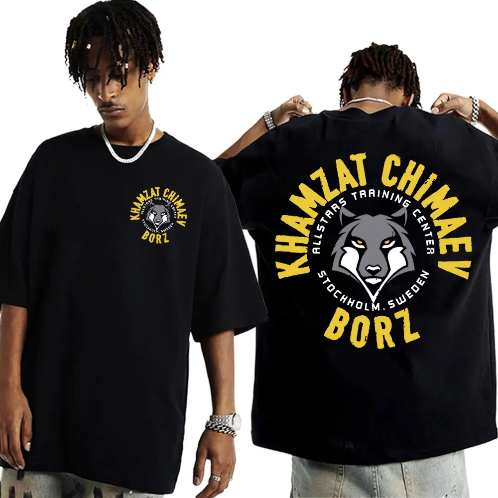 Фото Limited Khamzat Chimaev Logo Graphic T Shirts Men's Clothing Fashion Gothic Oversized T-shirts Unisex Casual 100% Cotton T Shirt №1