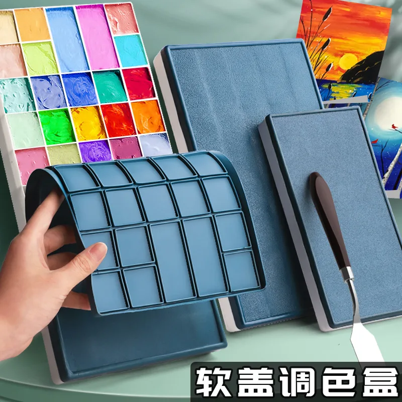 

Pigment Color Mixing Box, 24 Compartments, 36 Compartments, 48 Soft Cap Toner Box, Art Student Moisturizing Portable Small Compa