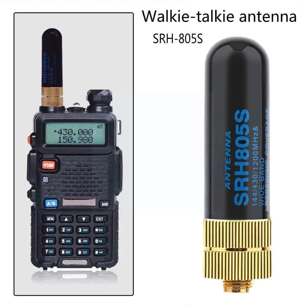 

1pc Srh805s Sma-f Thumb Antenna Dual Frequency Antenna Vhf/uhf Suitable For Baofeng Uv-5r 888s Uv-82 Walkie-talkie S2f5