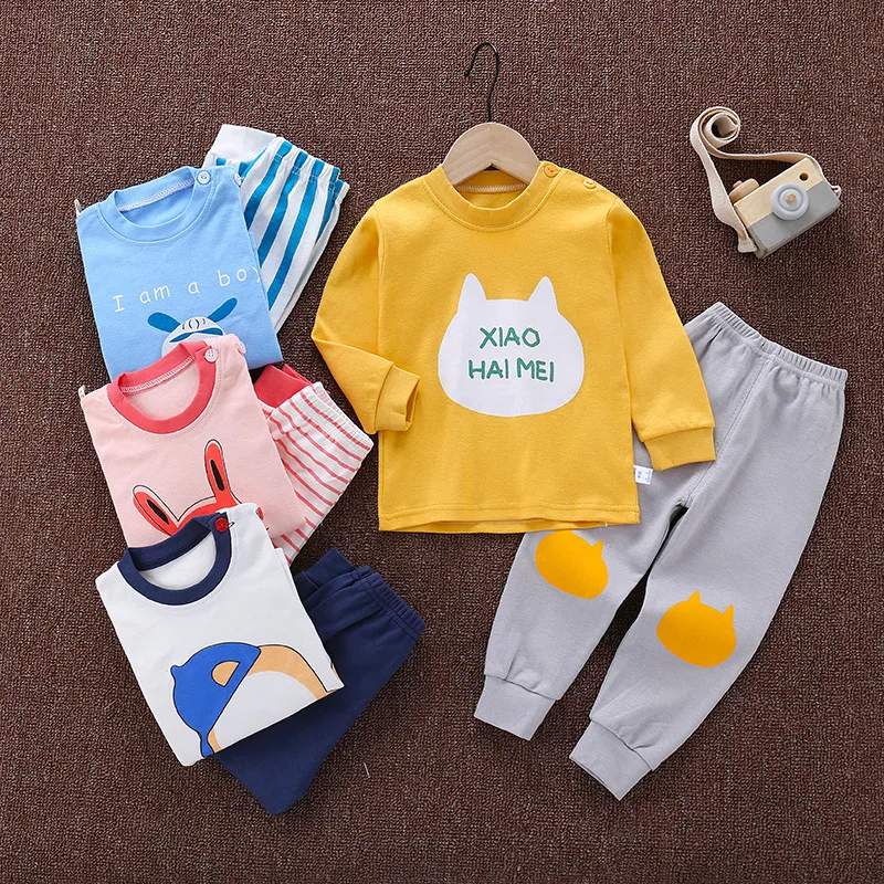 

2022 New Children's Summer autumn clothes and trousers set cotton winter boys' underwear cotton girls' baby home clothes