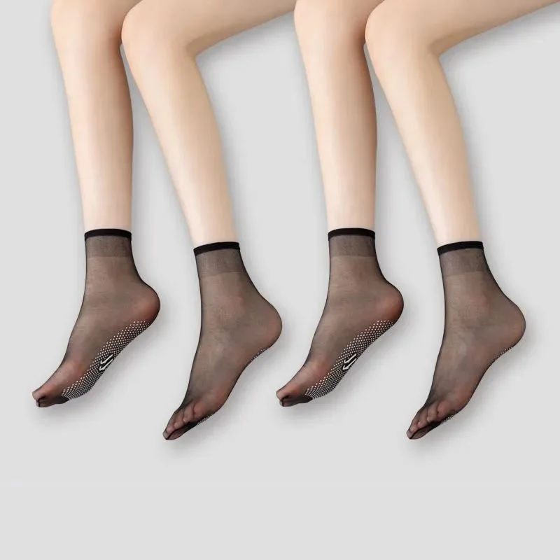 10 Pairs Women Transparent Summer Thin Anti-Slip Socks Set Cool Breathable Ladies Kawaii Silk Socks Set For Women wholesale