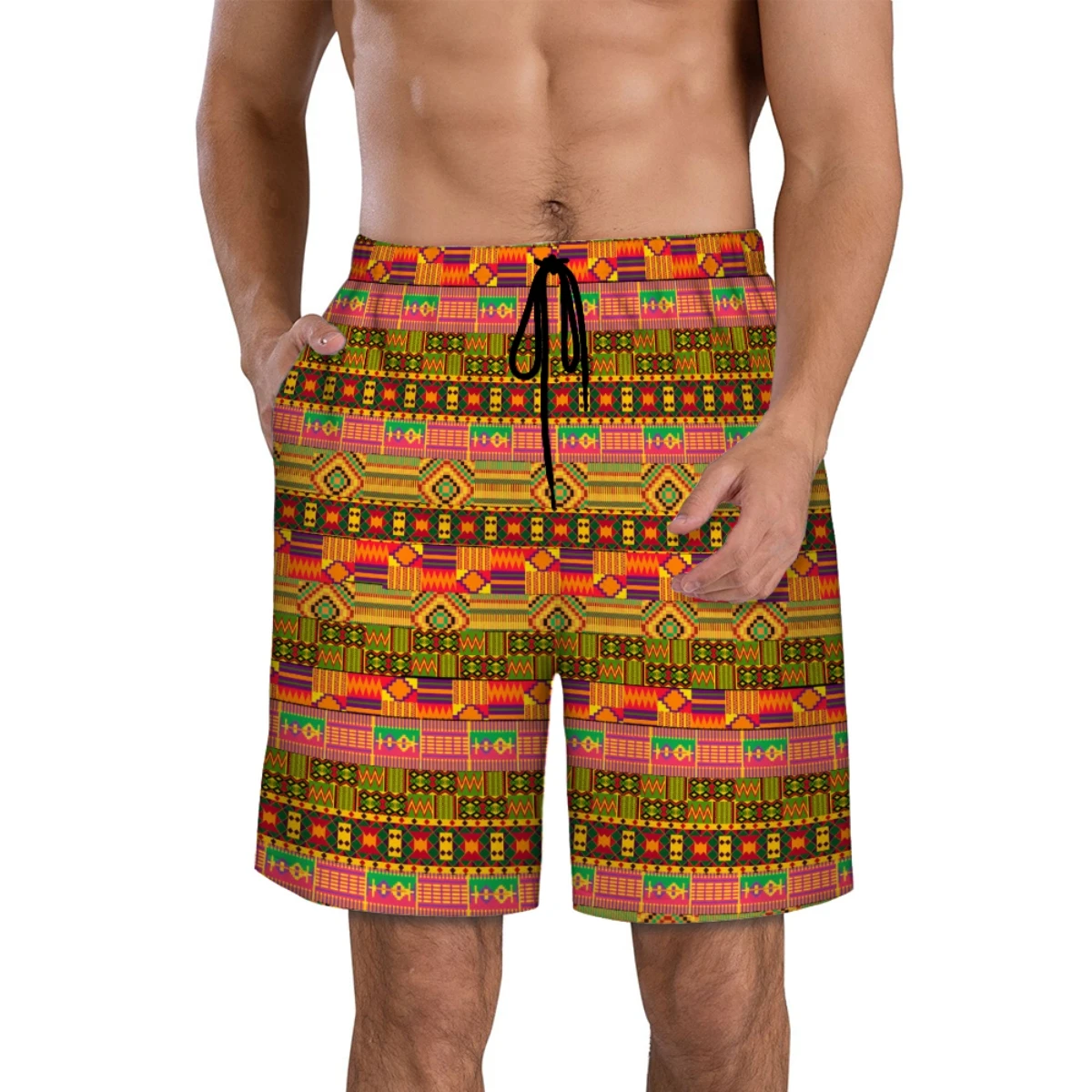 

Шорты мужские повседневные, богемные короткие штаны, бермуды, треугольные, для серфинга, дышащие быстросохнущие пляжные брюки, спортивные для бега