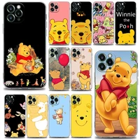 cute cartoon winnie the pooh clear phone case for iphone 13 12 11 se 2022 x xr xs 8 7 6 6s pro mini max plus soft silicone case