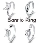 Kawaii Sanrio мультяшное кольцо Kuromi My Melody Cinnamoroll милое регулируемое кольцо с кристаллами ожерелье аксессуары Игрушки для девочек