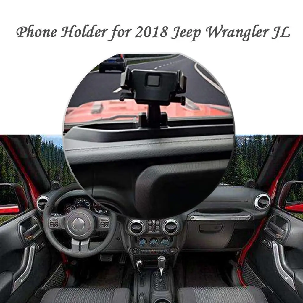 

360° Mobile Cell Phone Bracket Holder Storage Box For Jeep Wrangler JL 18 19