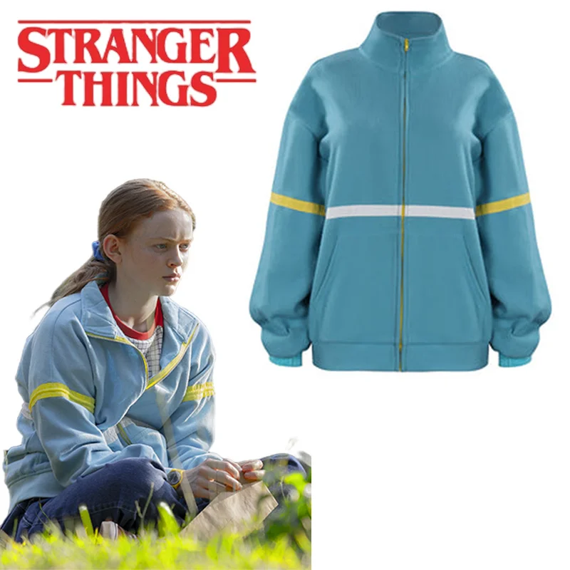 Stranger Things Season 4 Max Mayfield Cosplay Blue Coat Costume Uniform Sweatshirt Jacket Carnival Party Costumes