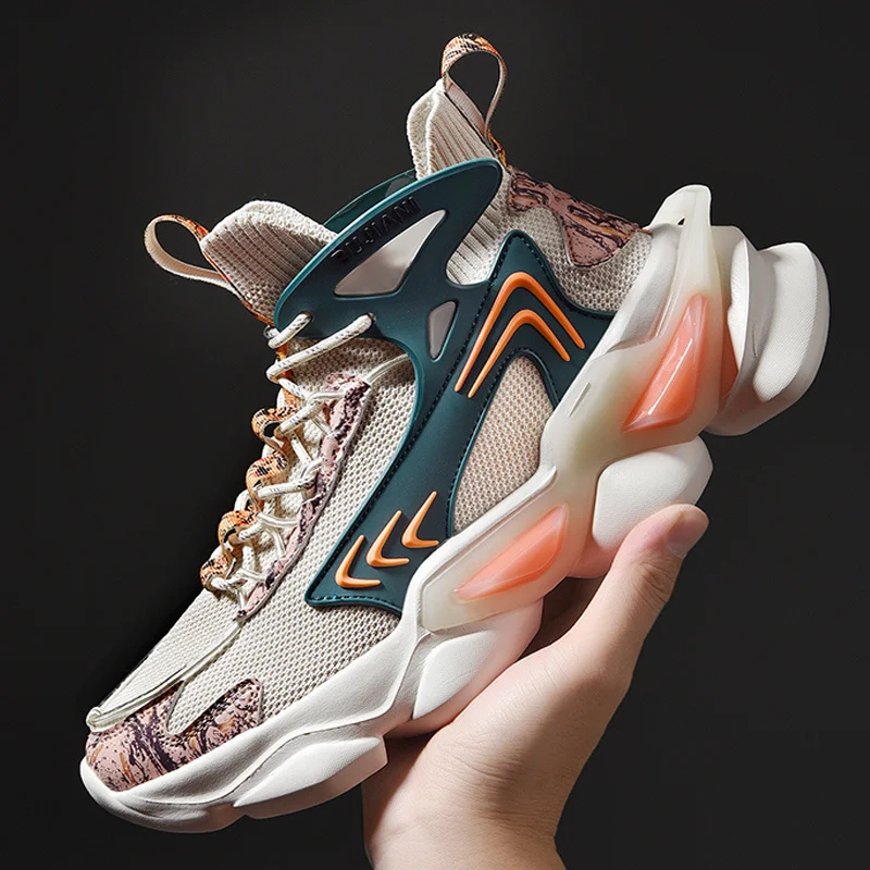 

High Top Men Chunky Sneakers 2023 Summer Men's Casual Shoes Fashion Graffiti Design Man Ankle Socks Boots