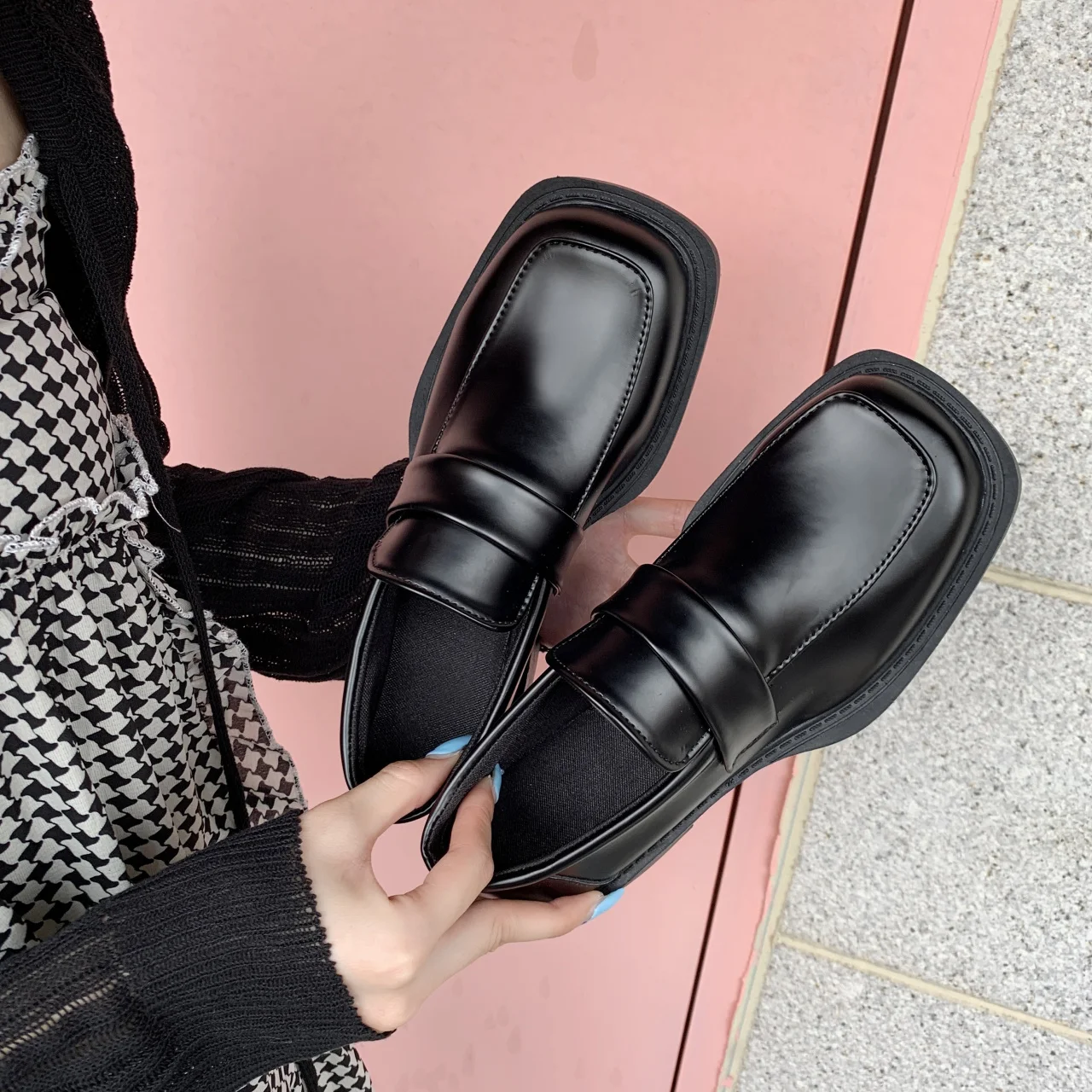 

Black Loafers Fall 2021Student Uniform Small Leather Shoes Retro British Style Fashion Women's Single Shoes High Heels Mary Jane