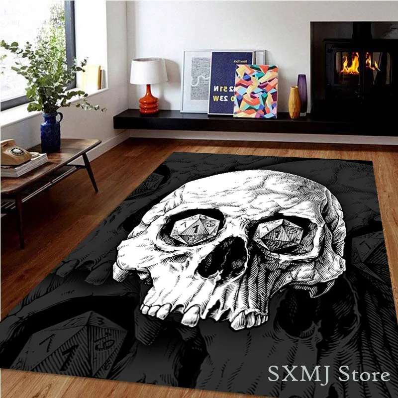 Ковер с изображением черепа для дивана, столика, прихожей, антискользящая подушка для стула, коврик для ступеней, пола и прикроватный коврик для спальни, гостиной и декора дома.