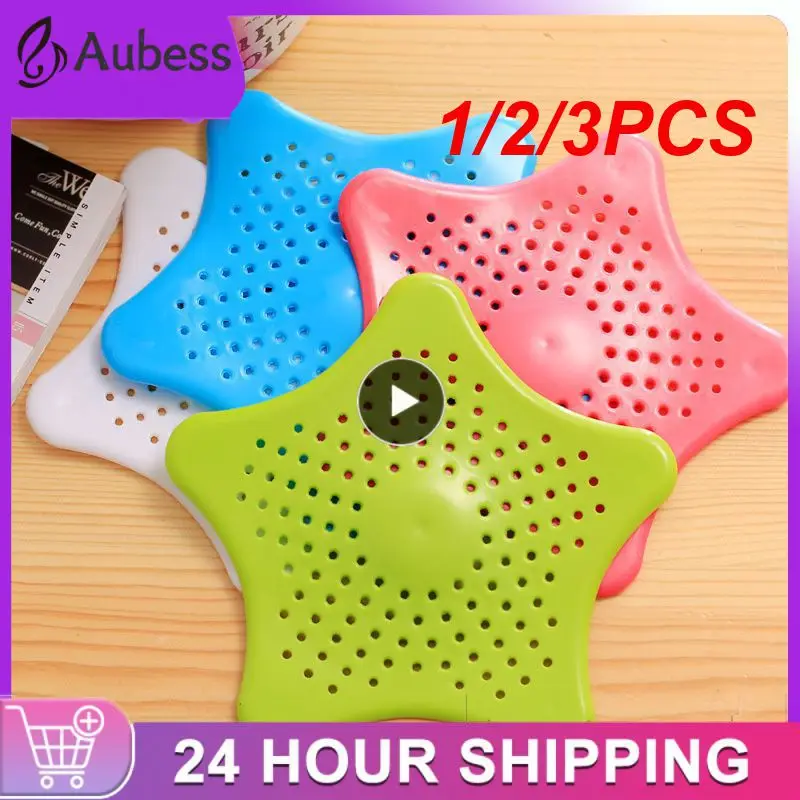 

1/2/3PCS Color Five-pointed Star PVC Sink Filter Bathroom Kitchen Sewer Filter Bath Shower Cover Drain Strainer Hair Stopper