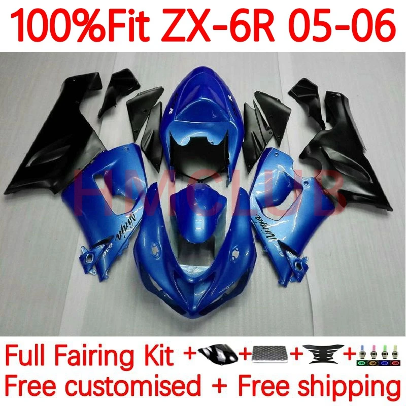 

Инъекция OEM для KAWASAKI NINJA ZX-636 ZX 6R 636 6 R ZX-6R ZX636 ZX6R 2005 2006 600CC ZX600 05 06 обтекатель 56No.15 жемчужно-синий