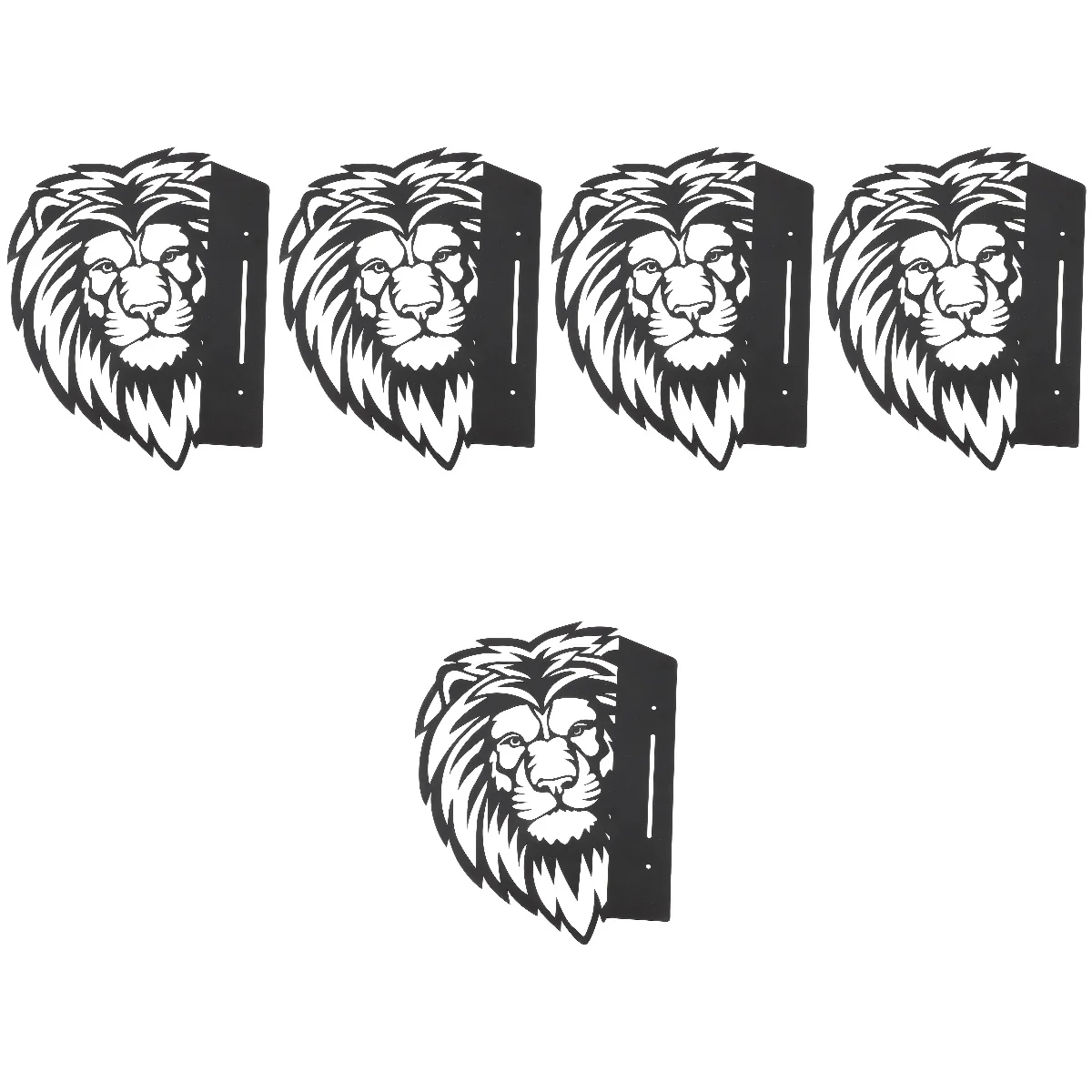 

5pcs Metal Lion Wall Decor Outdoor Lion Shape Silhouette Metal Outdoor Fence Hanging Decoration