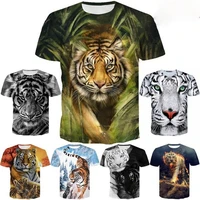 unisex 3d tiger print short sleeve t shirt hip hop couple tee tops
