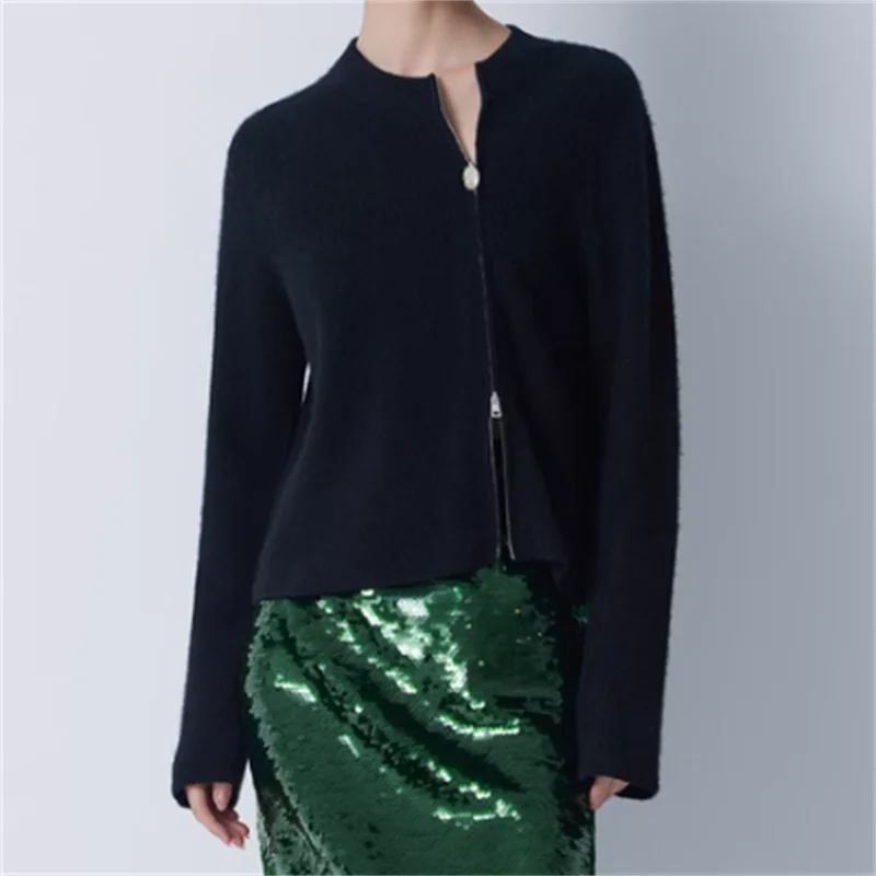 Кардиган для женщин новинка эластичный вязаный облегающий Топ с длинным рукавом